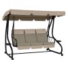 GardenLine Luxusní zahradní houpačka s lůžkem a držáky na nápoje pro 3 osoby 200 × 120 × 164 cm SORENTINO Mesh Taupe béžová 2