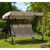 GardenLine Luxusní zahradní houpačka s lůžkem a držáky na nápoje pro 3 osoby 200 × 120 × 164 cm SORENTINO Mesh Taupe béžová