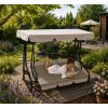 GardenLine Luxusní zahradní houpačka s lůžkem a držáky na nápoje pro 3 osoby 200 × 120 × 164 cm SORENTINO Mesh Taupe béžová 5