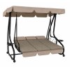 GardenLine Luxusní zahradní houpačka s lůžkem a držáky na nápoje pro 3 osoby 200 × 120 × 164 cm SORENTINO Mesh Taupe béžová 3
